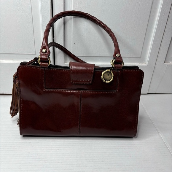 PATRICIA NASH Cognac Brown Leather Satchel Handbag Purse - Picture 7 of 7